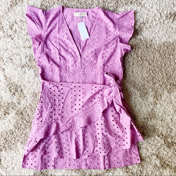 Dolan Pasty Eyelet Wrap Cap Sleeve Mini Dress - Picture 3 of 8